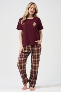 Пижама женская "Счастливый билет" 2435-К/Ф кулирка-фланель (р-ры: 46-56) бордовый