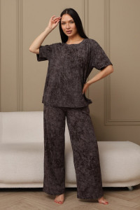 Костюм двойка женский 724 кулирка (р-ры: 44-54) шоколадный-варенка