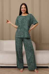 Костюм двойка женский 724 кулирка (р-ры: 44-54) зеленый-варенка