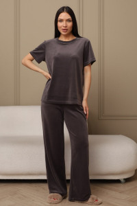 Костюм двойка женский 729 велюр (р-ры: 44-54) темно-серый