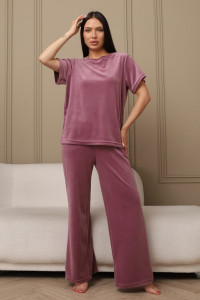 Костюм двойка женский 729 велюр (р-ры: 44-54) сухая роза