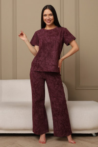 Костюм двойка женский 729 футер 2-х нитка пенье (р-ры: 44-54) винный-варенка