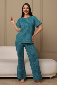 Костюм двойка женский 729 футер 2-х нитка пенье (р-ры: 44-54) морская волна-варенка