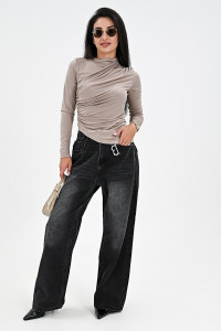 Лонгслив женский №057956 трикотаж стрейч (р-ры: 46-52) бежевый