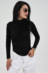 Лонгслив женский №057956 трикотаж стрейч (р-ры: 46-52) черный