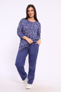 Костюм двойка женский КБЖ0050 кулирка (р-ры: 2XL-9XL) синий