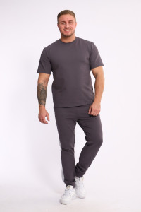 Костюм двойка мужской №35282 интерлок-футер (р-ры: 48-54) антрацит