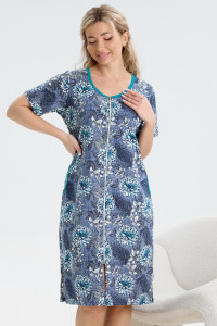 Халат женский №37002 кулирка (р-ры: 48-56) синий