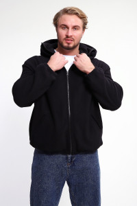 Худи мужское №36992 флис (р-ры: 46-52) черный