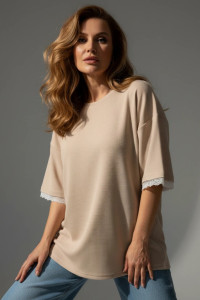 Футболка женская "Романс" трикотаж вафля (р-ры: 48-70) бежевый