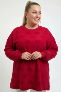 Свитшот женский "Ребека" махра жаккард (р-ры: 44-66) махра Микки бордо
