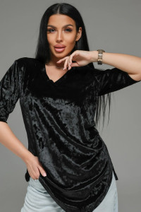 Футболка женская "Мия" бархат (р-ры: 48-62) черный