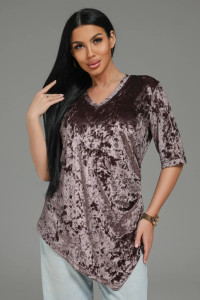 Футболка женская "Мия" бархат (р-ры: 48-62) пудра