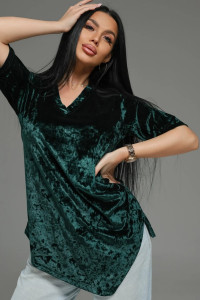 Футболка женская "Мия" бархат (р-ры: 48-62) изумруд