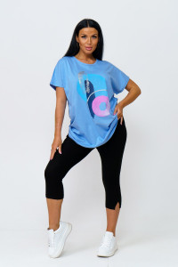 Костюм двойка женский 1654 кулирка-вискоза (последний размер) голубой 58