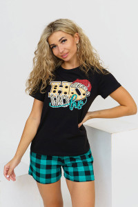 Костюм двойка женский 1466/3 кулирка (последний размер) черный-зеленый 50