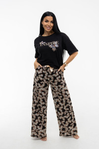 Костюм двойка женский 1958/1 кулирка (последний размер) черный-2 54