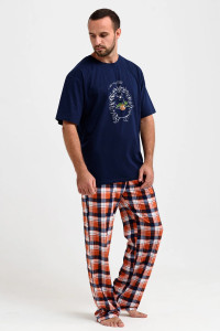 Пижама мужская "Ежик" 2275-К трикотаж (последний размер) синий 50