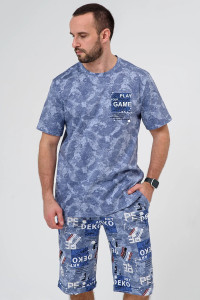 Костюм двойка мужской 2326-К "Техно" трикотажное полотно (последний размер) синий 52,54