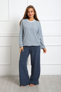 Костюм двойка женский "Крис ПС" махра (последний размер) полоса синяя 58