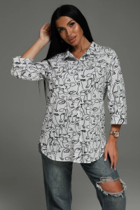 Туника женская "Жанетта" кулирка (последний размер) графика белая 54
