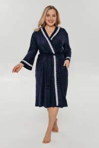 Халат женский "Голди" махра (последний размер) синий 48,54