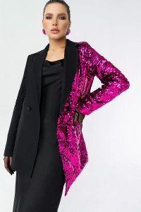 Пиджак женский КР-011ТР туран (последний размер) черный-фуксия 46