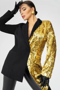 Пиджак женский КР-011ТР туран (последний размер) черный-золотой 44