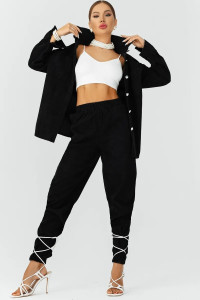 Костюм двойка женский КС-075ВВТ/ЧЕР вельвет (последний размер) черный 52