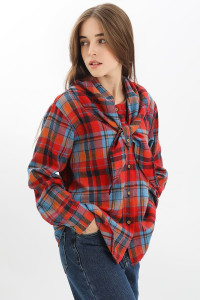 Рубашка детская SP2526 фланель (р-ры: 140-164) красный