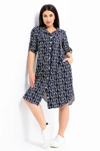 Платье женское "Летто" кулирка (р-ры: L-XXXL) синий-буквы