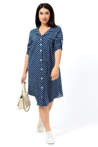 Платье женское "Летто" кулирка (р-ры: L-XXXL) синий-горох
