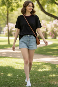 Футболка женская №794 кулирка (р-ры: 48-58) красный ворот