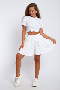 Юбка-шорты женская "Леди" хлопок с лайкрой (р-ры: 40-54) белый