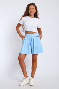 Юбка-шорты женская "Леди" хлопок с лайкрой (р-ры: 40-54) голубой