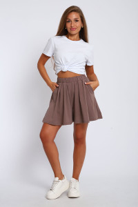 Юбка-шорты женская "Леди" хлопок с лайкрой (р-ры: 40-54) кофейный