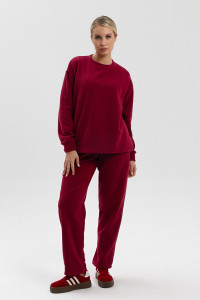 Костюм двойка женский "Демо" флис (последний размер) вишневый 58