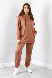 Костюм двойка женский "Онлайн" футер с начесом интерсофт (последний размер) коричневый 52