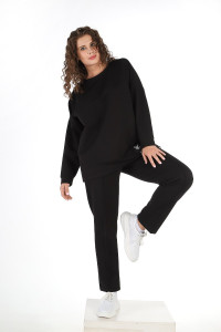 Костюм двойка женский "Аккорд" футер 2-х нитка с полиэстером (последний размер) черный 54,58