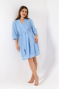 Халат женский "Дрёма-3" махра (последний размер) голубой 50