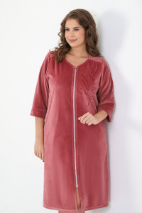 Халат женский "Саломея" велюр (последний размер) брусничный 52