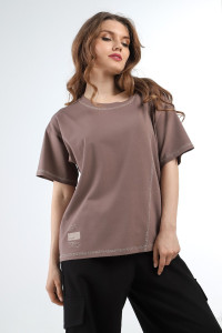 Футболка женская "Движение" кулирка с лайкрой (последний размер) кофейный 48,54