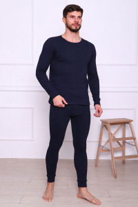 Костюм двойка мужской (термобелье) 9197 рибана с начесом (последний размер) темно-синий 52