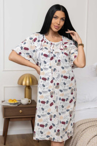 Сорочка женская 1092/28 кулирка (р-ры: 48-62) молочный-бордовый