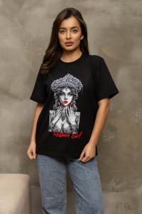 Футболка женская 2157/1 кулирка с лайкрой (р-ры: 46-56) черный