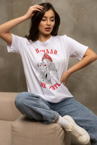 Футболка женская 2157 кулирка с лайкрой (р-ры: 46-56) белый