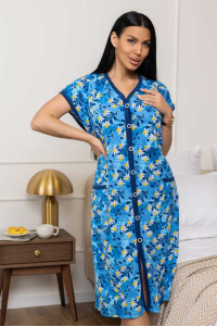 Халат женский 1472/11 кулирка (р-ры: 48-62) синий-желтый