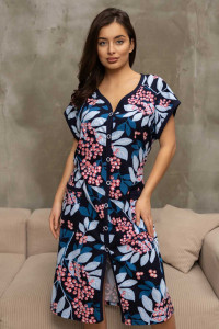 Халат женский 1472/12 кулирка (р-ры: 48-62) черный-розовый