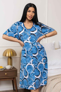 Халат женский 1781/9 кулирка (р-ры: 48-62) синий-белый