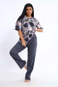 Костюм двойка женский КЖ-007 кулирка (р-ры: 56-74) индиго